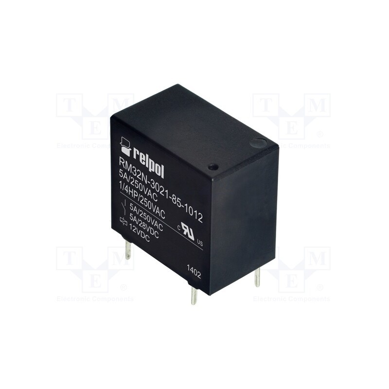 1 pcs x RELPOL - RM32N-3021-85-1012 - Relay: electromagnetic, SPST-NO, Ucoil: 12VDC, 5A, 5A/250VAC, PCB