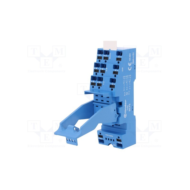 1 pcs x FINDER - 94.P3SPA - Socket, PIN: 11, 10A, 250VAC, for DIN rail mounting, spring clamps