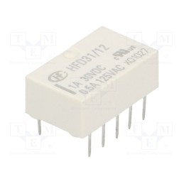 1 pcs x HONGFA RELAY - HFD31/12 - Relay: electromagnetic, DPDT, Ucoil: 12VDC, 2A, 0.5A/125VAC, PCB