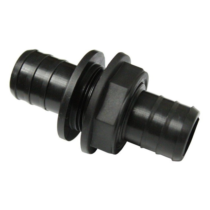 Straight passage through the tank for a 25mm hose