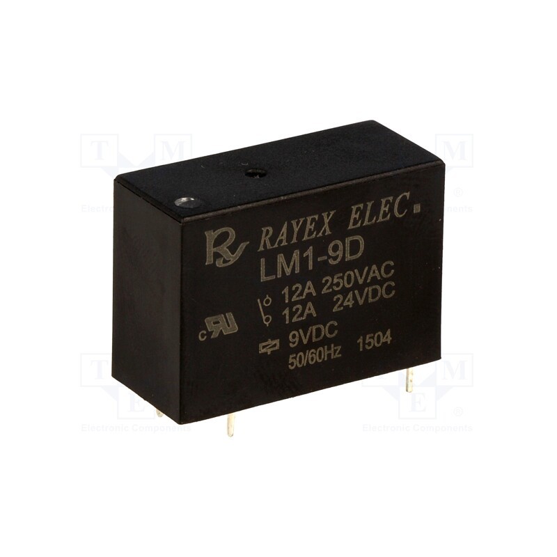 1 pcs x Recoy/RAYEX ELECTRONICS - LM1-9D - Relay: electromagnetic, SPDT, Ucoil: 9VDC, Icontacts max: 12A, PCB