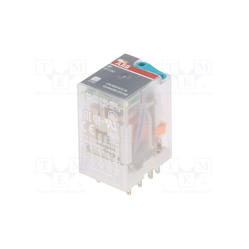 1 pcs x ABB - 1SVR405613R1100 - Relay: electromagnetic, 4PDT, Ucoil: 24VDC, Icontacts max: 6A