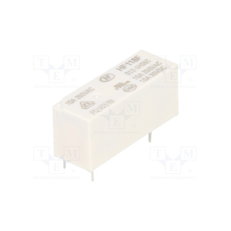 1 pcs x HONGFA RELAY - HF118F/012-1HS5T - Relay: electromagnetic, SPST-NO, Ucoil: 12VDC, 10A, 10A/250VAC