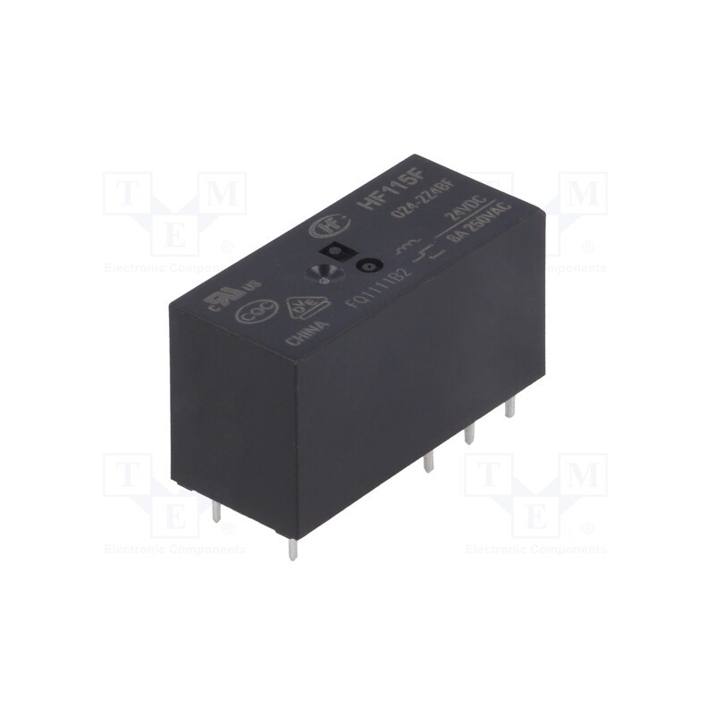1 pcs x HONGFA RELAY - HF115F/024-2Z4BF - Relay: electromagnetic, DPDT, Ucoil: 24VDC, 8A, 8A/250VAC, 8A/24VDC