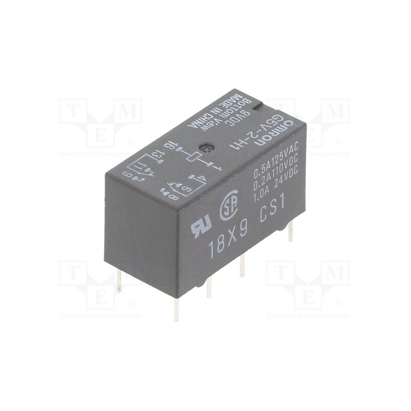 1 pcs x OMRON OCB - G5V-2-H1 9VDC - Relay: electromagnetic, DPDT, Ucoil: 9VDC, Icontacts max: 2A, PCB