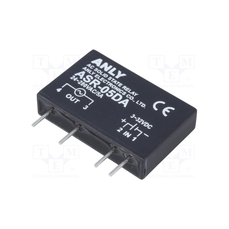 1 pcs x ANLY ELECTRONICS - ASR-05DA - Relay: solid state, Ucntrl: 3÷32VDC, 5A, 24÷280VAC, THT, SIP