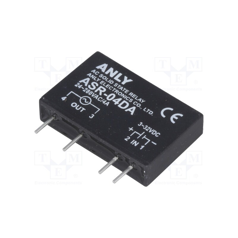 1 pcs x ANLY ELECTRONICS - ASR-04DA - Relay: solid state, Ucntrl: 3÷32VDC, 4A, 24÷280VAC, THT, SIP