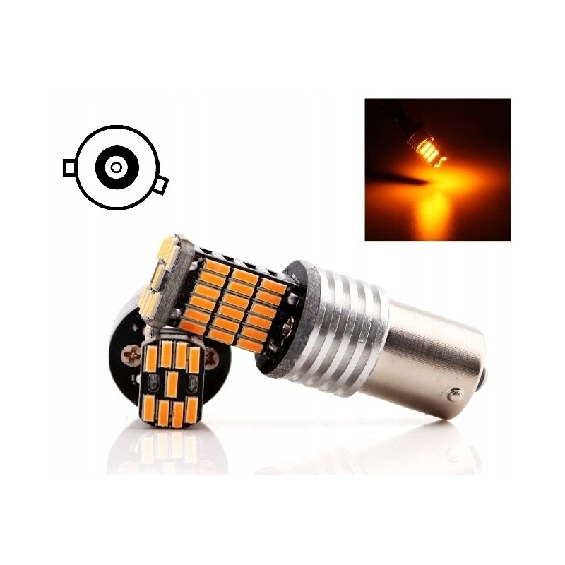 45 LED bulb Py21W Bau15S, orange direction