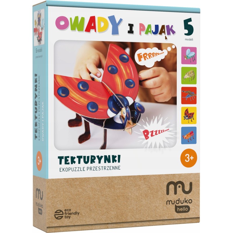 Eco-puzzle, three-dimensional cardboard boxes, insects and spiders 5