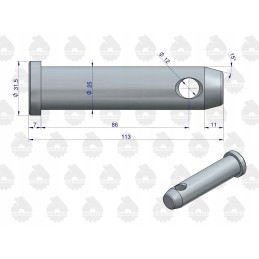 Hook bracket pin 1663987m1 mf3