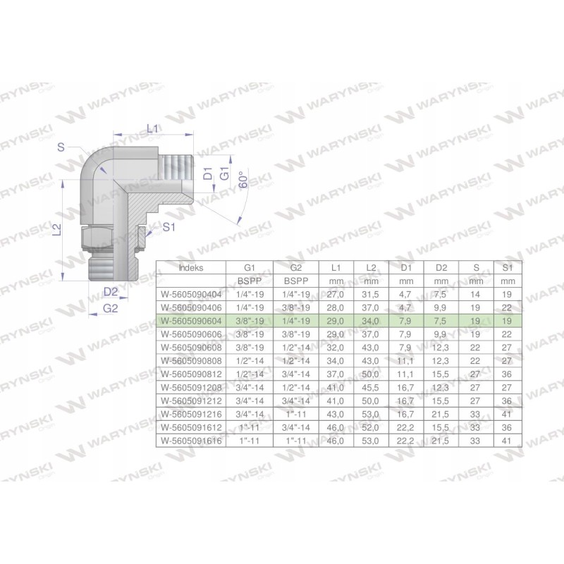 Hydraulic adjustable elbow bb 3 8 x 1 4 bsp