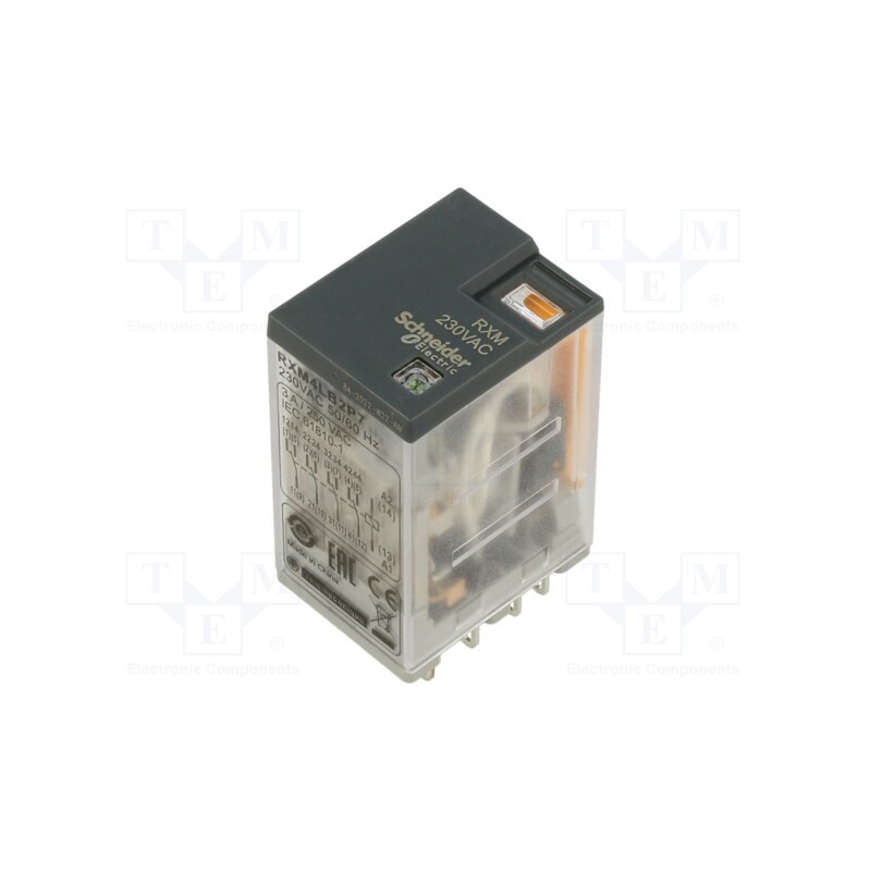 1 pcs x SCHNEIDER ELECTRIC - RXM4LB2P7 - Relay: electromagnetic, 4PDT, Ucoil: 230VAC, Icontacts max: 3A