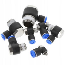Pneumatic tool connectors for plastic hoses, crimped, 7 pcs