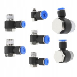 Pneumatic tool connectors for plastic hoses, crimped, 7 pcs