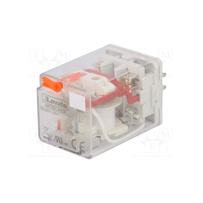 1 pcs x LOVATO ELECTRIC - HR702CA024 - Relay: electromagnetic, DPDT, Ucoil: 24VAC, Icontacts max: 10A