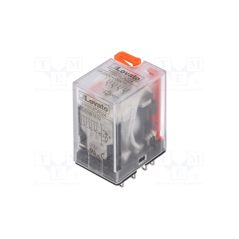 1 pcs x LOVATO ELECTRIC - HR604CA024 - Relay: electromagnetic, 4PDT, Ucoil: 24VAC, Icontacts max: 5A