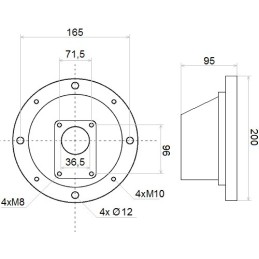Connector, pump flange gr2 and engine 0 55 2 2 kw