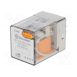 1 pcs x FINDER - 60.12.8.400.0040 - Relay: electromagnetic, DPDT, Ucoil: 400VAC, Icontacts max: 10A