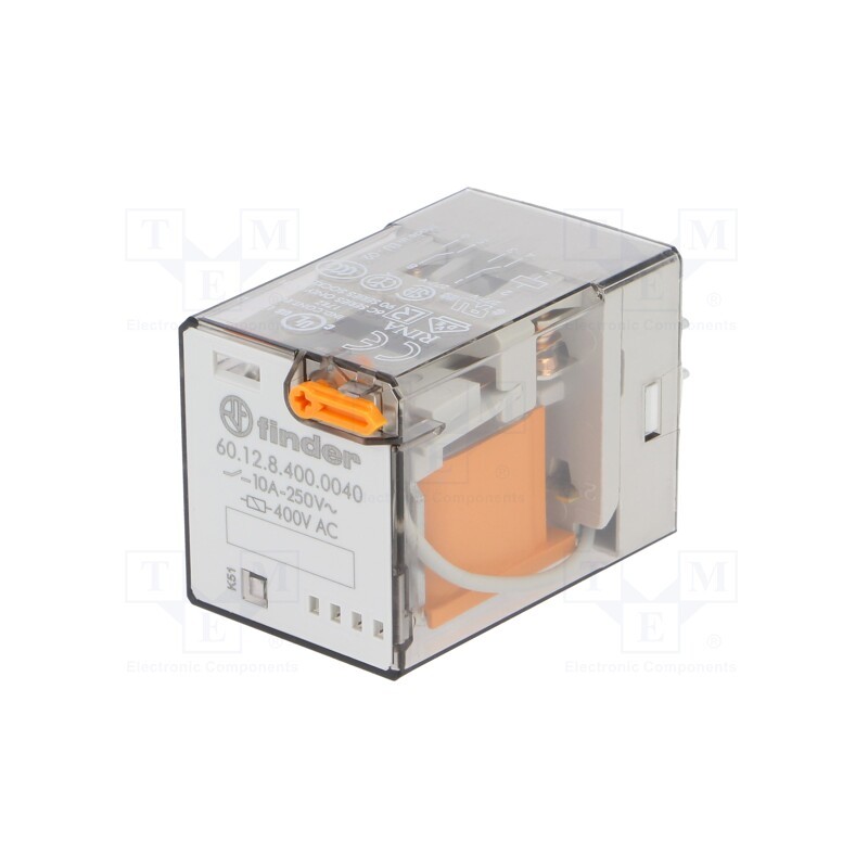 1 pcs x FINDER - 60.12.8.400.0040 - Relay: electromagnetic, DPDT, Ucoil: 400VAC, Icontacts max: 10A