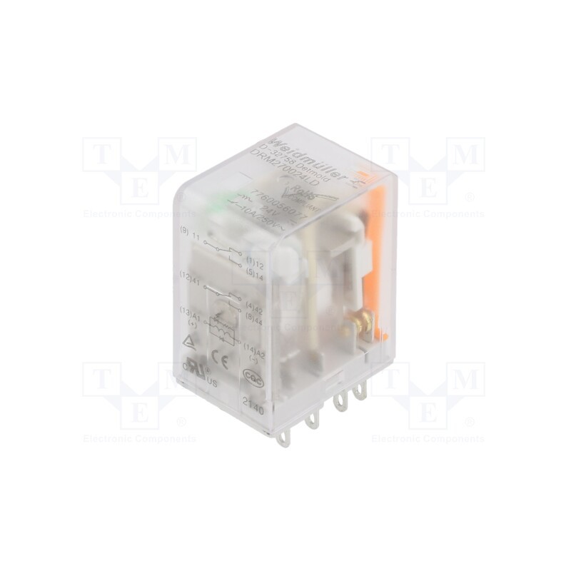 1 pcs x WEIDMu00dcLLER - 7760056077 - Relay: electromagnetic, DPDT, 24VDC, Icontacts max: 10A, socket