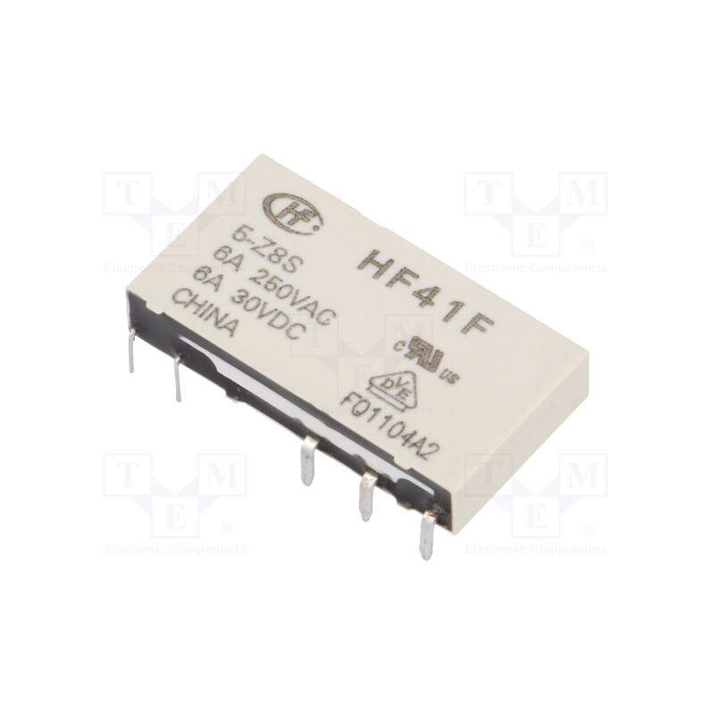 1 pcs x HONGFA RELAY - HF41F/5-Z8S - Relay: electromagnetic, SPDT, Ucoil: 5VDC, 6A, 6A/250VAC, 6A/30VDC