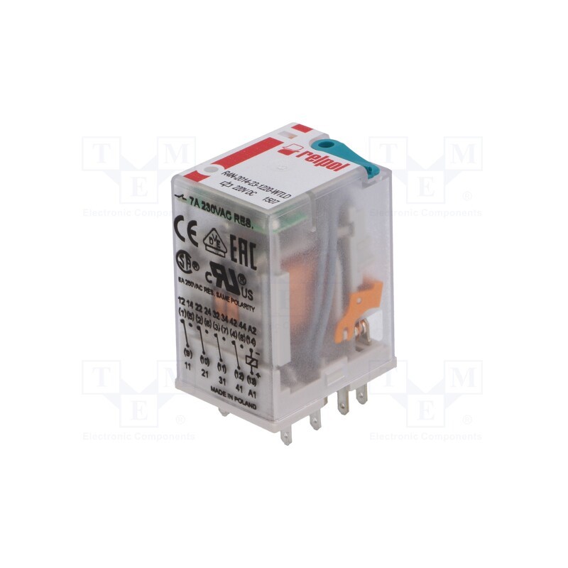 1 pcs x RELPOL - R4N-2014-23-1220-WTLD - Relay: electromagnetic, 4PDT, Ucoil: 220VDC, Icontacts max: 6A