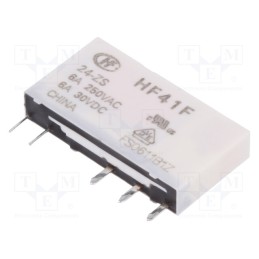 1 pcs x HONGFA RELAY - HF41F/24-ZS - Relay: electromagnetic, SPDT, Ucoil: 24VDC, 6A, 6A/250VAC, 6A/30VDC