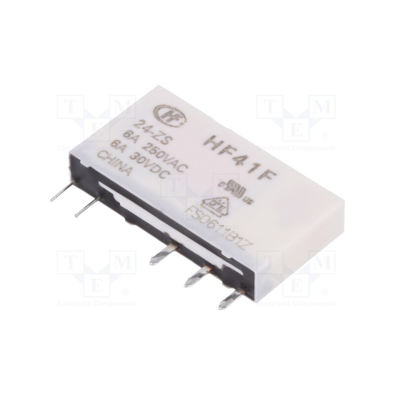 1 pcs x HONGFA RELAY - HF41F/24-ZS - Relay: electromagnetic, SPDT, Ucoil: 24VDC, 6A, 6A/250VAC, 6A/30VDC