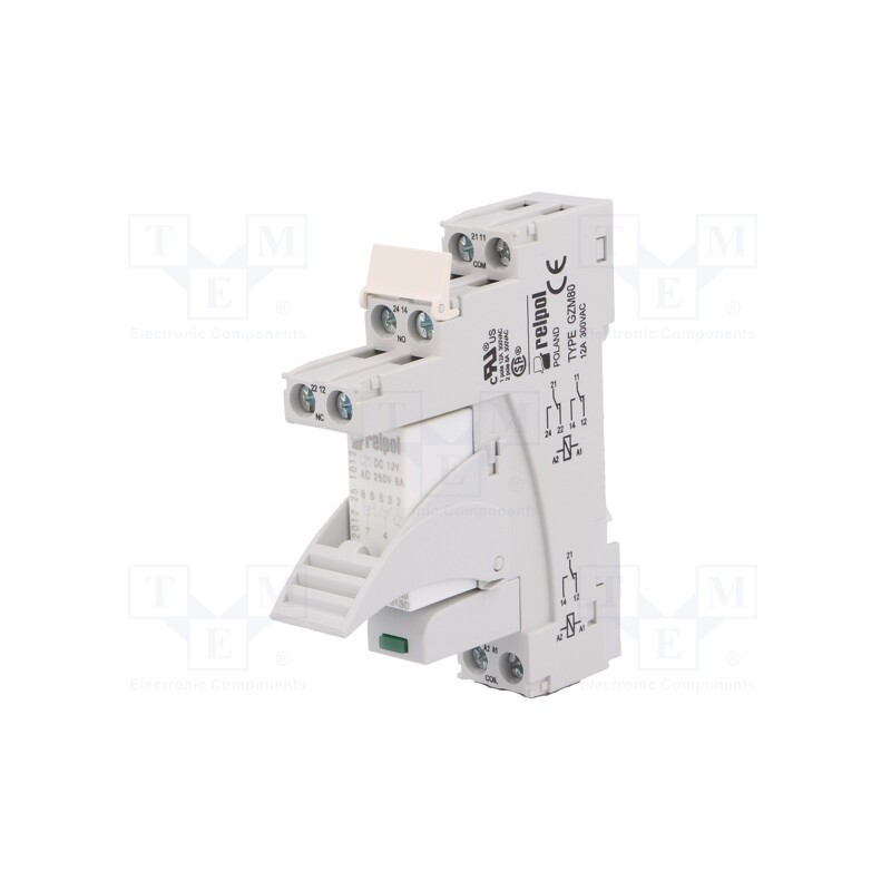 1 set x RELPOL - PI84-012DC-M41G-MS-2012 - Relay: interface, DPDT, Ucoil: 12VDC, 8A, 8A/230VAC, 8A/24VDC, 100mΩ