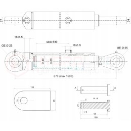 Hydraulic actuator 50 40 630 l 870 power hydrolider