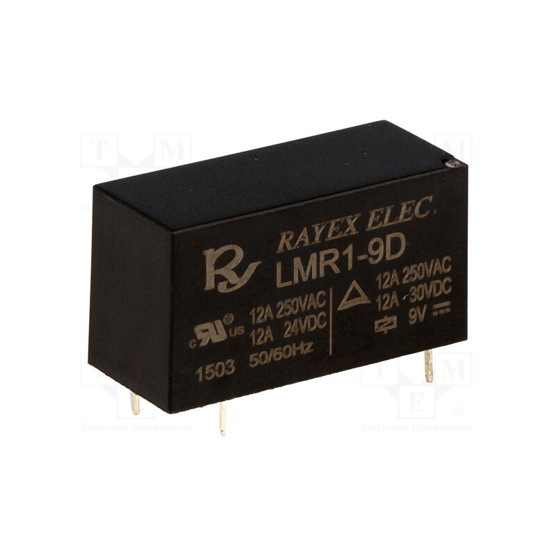 1 pcs x Recoy/RAYEX ELECTRONICS - LMR1-9D - Relay: electromagnetic, SPDT, Ucoil: 9VDC, 12A, 12A/250VAC, PCB