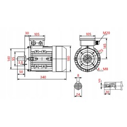 Electric motor 2 2kw 230 400v 1400rpm 3-phase