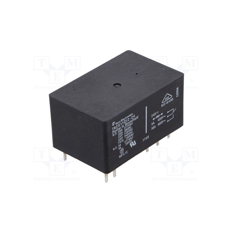 1 pcs x TE Connectivity - 9-1393211-0 - Relay: electromagnetic, DPDT, Ucoil: 24VDC, 30A, Series: T92, PCB