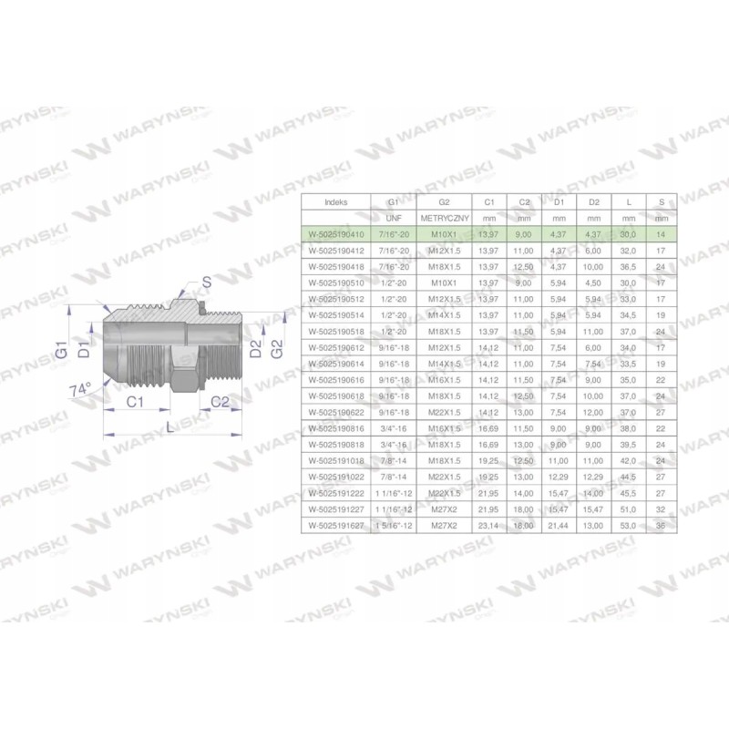 Hydraulic connection bb 7 16 unf jic ji