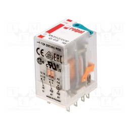 1 pcs x RELPOL - R2N-2012-23-1012-WT - Relay: electromagnetic, DPDT, Ucoil: 12VDC, Icontacts max: 24A