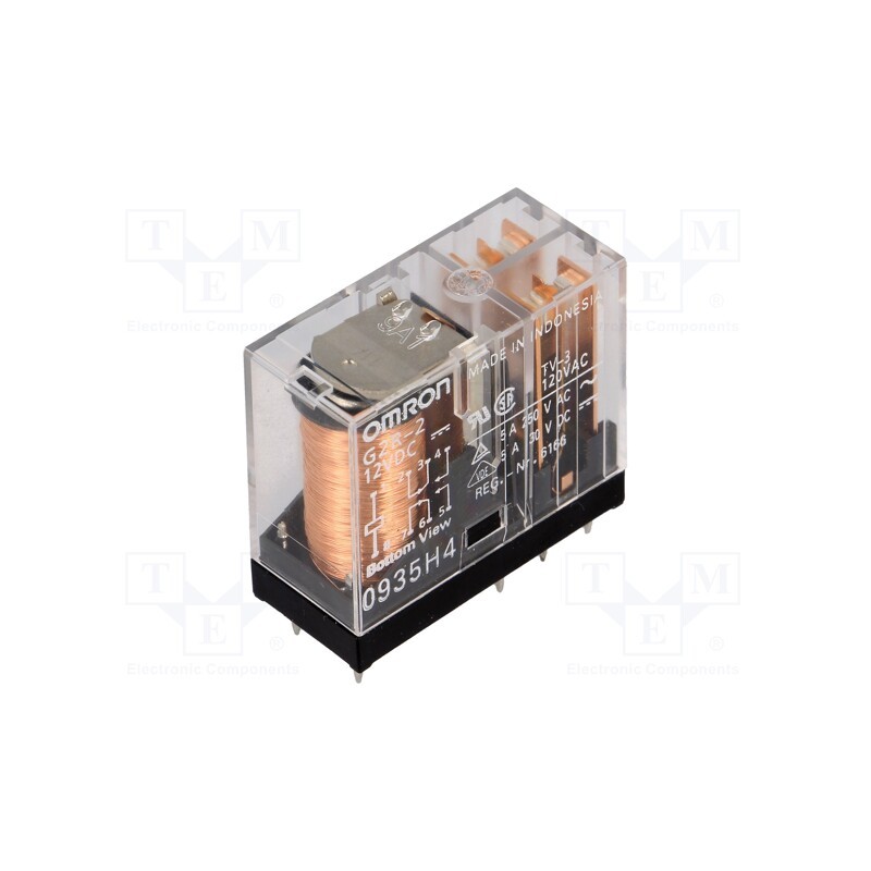 1 pcs x OMRON OCB - G2R-2 12VDC - Relay: electromagnetic, DPDT, Ucoil: 12VDC, Icontacts max: 5A, PCB