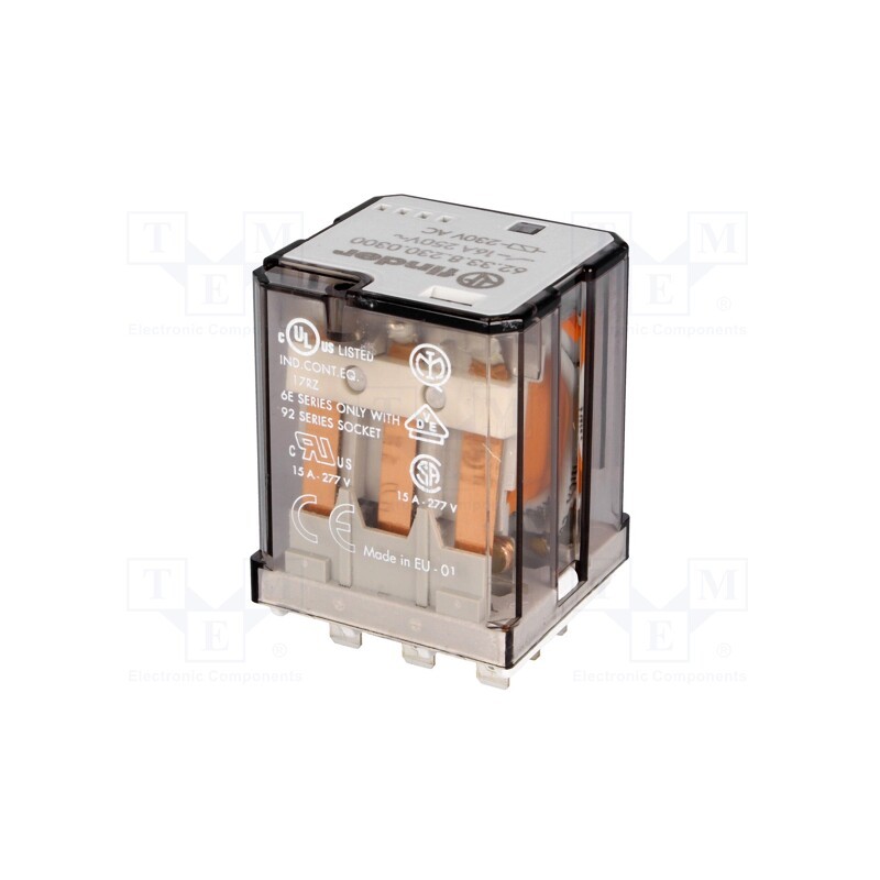 1 pcs x FINDER - 62.33.8.230.0300 - Relay: electromagnetic, 3PST-NO, Ucoil: 230VAC, Icontacts max: 30A