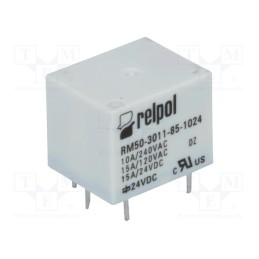 1 pcs x RELPOL - RM50-3011-85-1024 - Relay: electromagnetic, SPDT, Ucoil: 24VDC, 15A, 10A/240VAC, PCB