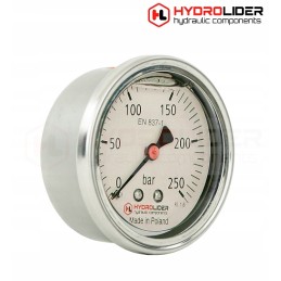 Glic pressure gauge 63mm 0 250bar t 1 4 pl hydrolider