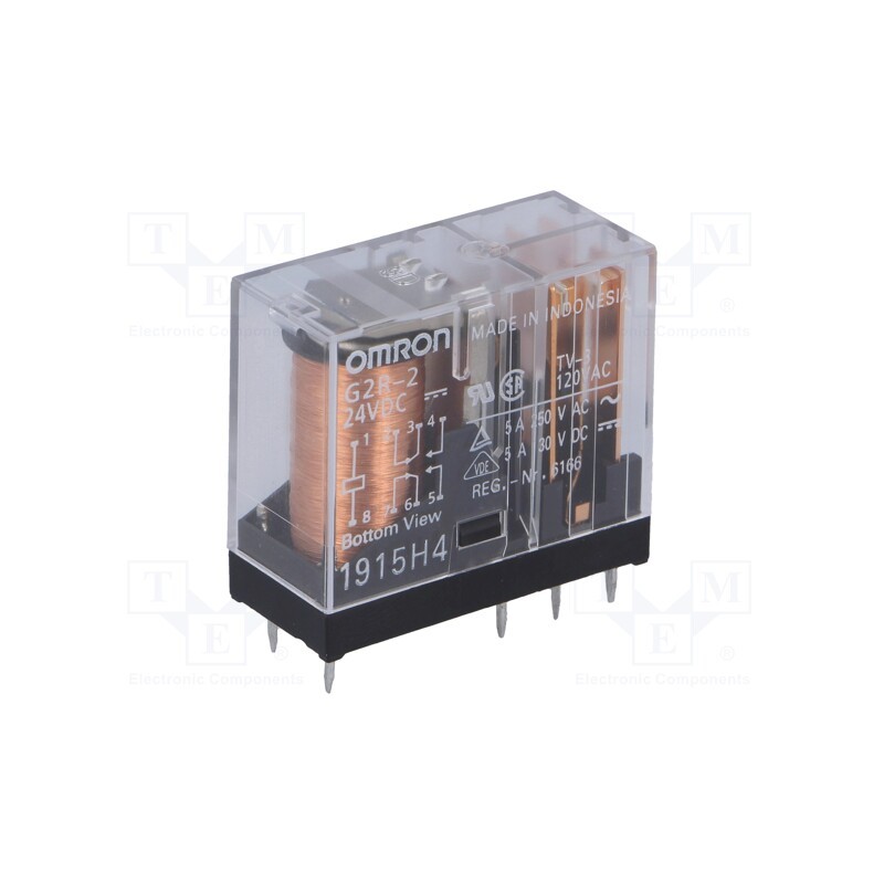 1 pcs x OMRON OCB - G2R-2 24VDC - Relay: electromagnetic, DPDT, Ucoil: 24VDC, Icontacts max: 5A, PCB
