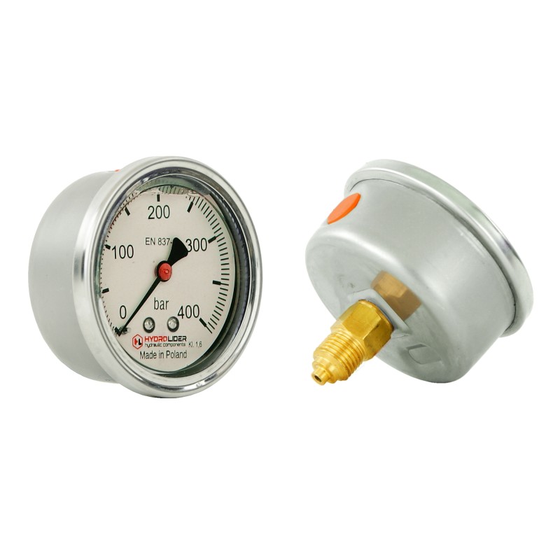 Glic pressure gauge 63mm 0 400bar t 1 4 pl hydrolider