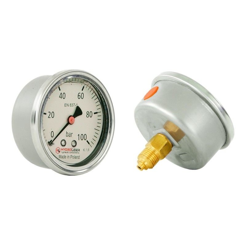Glic pressure gauge 63mm 0 100bar t 1 4 pl hydrolider