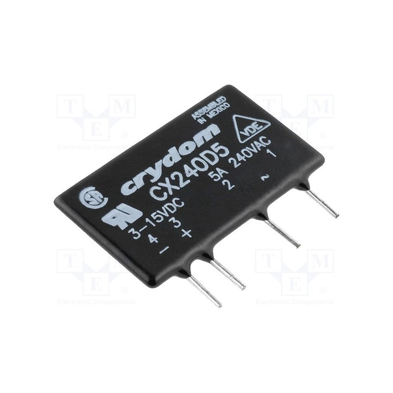 1 pcs x SENSATA / CRYDOM - CX240D5 - Relay: solid state, Ucntrl: 3÷15VDC, 5A, 12÷280VAC, THT, SIP
