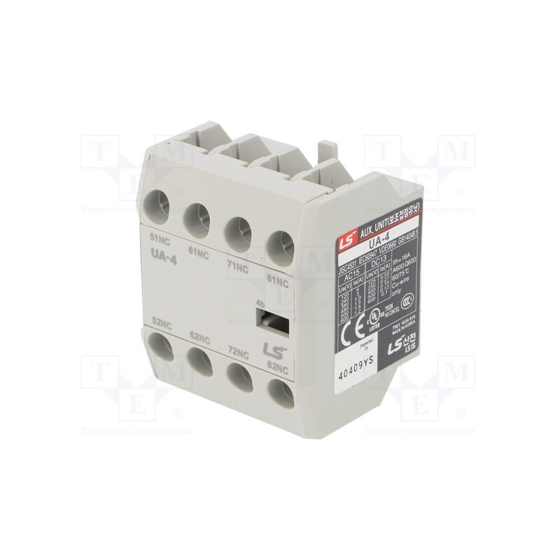 1 pcs x LS ELECTRIC - UA-4 4B - Auxiliary contacts, Series: METASOL, Leads: screw terminals, IP20