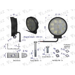 Round work lamp 27w 9 LED glanz