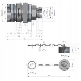 Valve seat m22x1 5 with aluminum Warynski cover