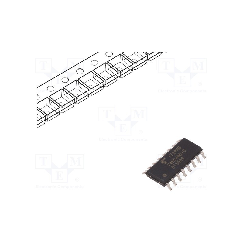 3 pcs x TOSHIBA - 74HC4051D(BJ) - IC: digital, demultiplexer,multiplexer, Ch: 1, C²MOS, SMD, SO16, HC