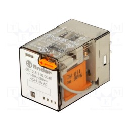 1 pcs x FINDER - 60.12.8.110.0000 - Relay: electromagnetic, DPDT, Ucoil: 110VAC, Icontacts max: 10A