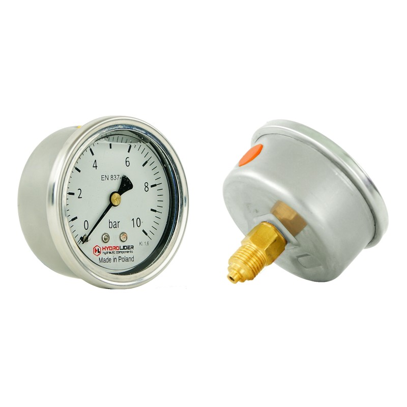 Glic pressure gauge 63mm 0 10bar t 1 4 pl hydrolider