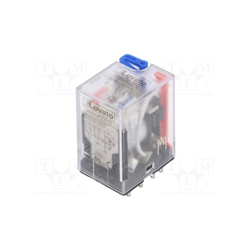1 pcs x LOVATO ELECTRIC - HR602CD012 - Relay: electromagnetic, DPDT, Ucoil: 12VDC, Icontacts max: 7A